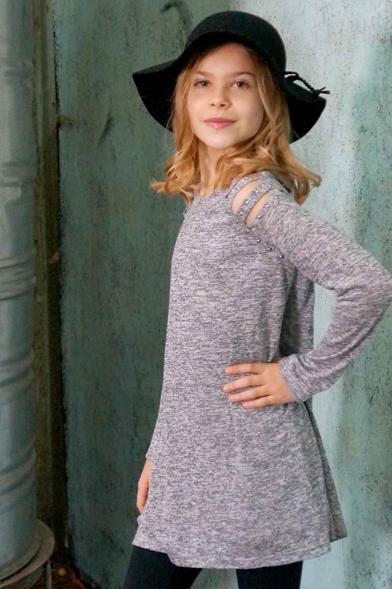 Big Girls Long Sleeve Cut-Out Shoulder Knit Dress