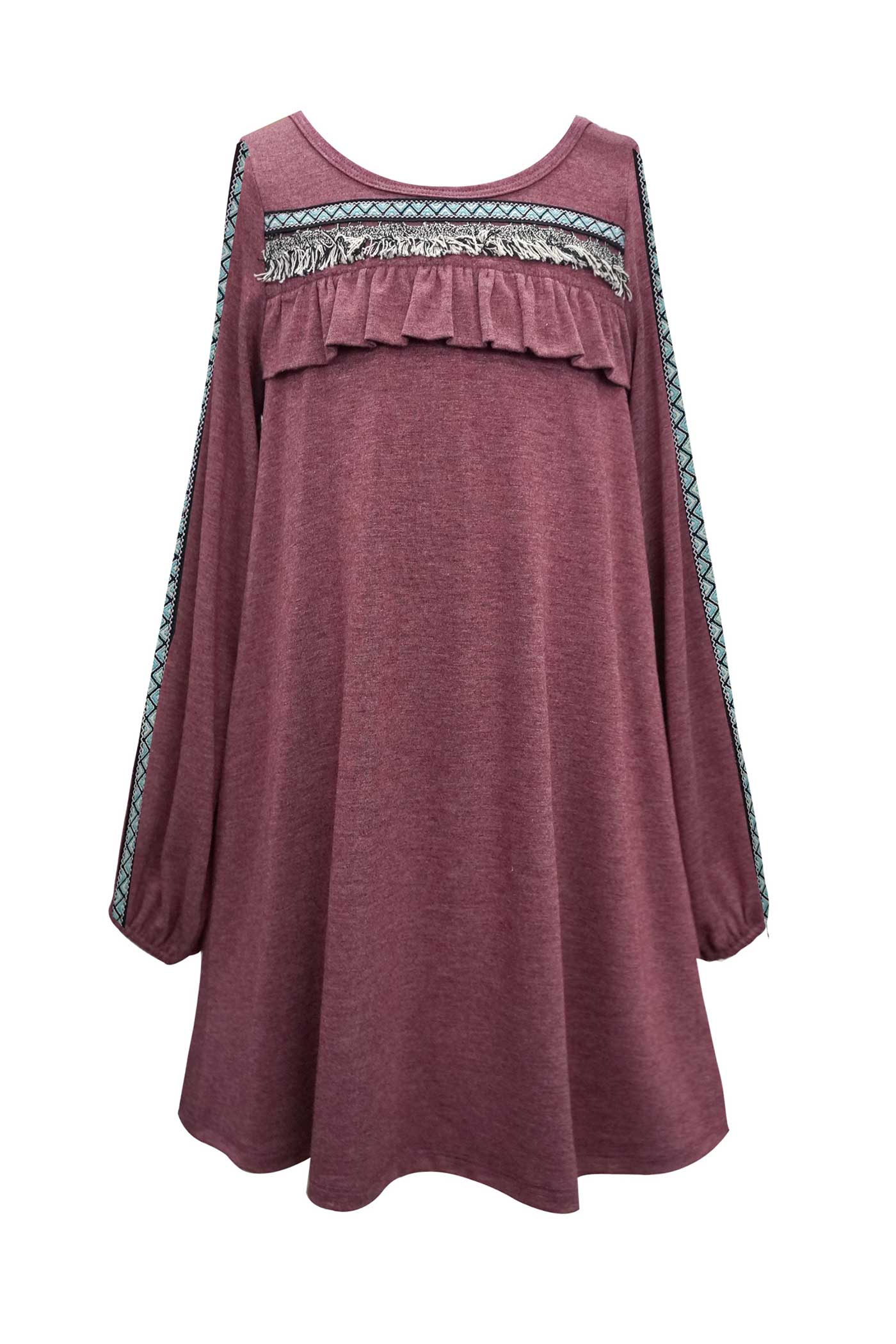 Truly Me Big Girls Long Sleeve Boho Knit Dress