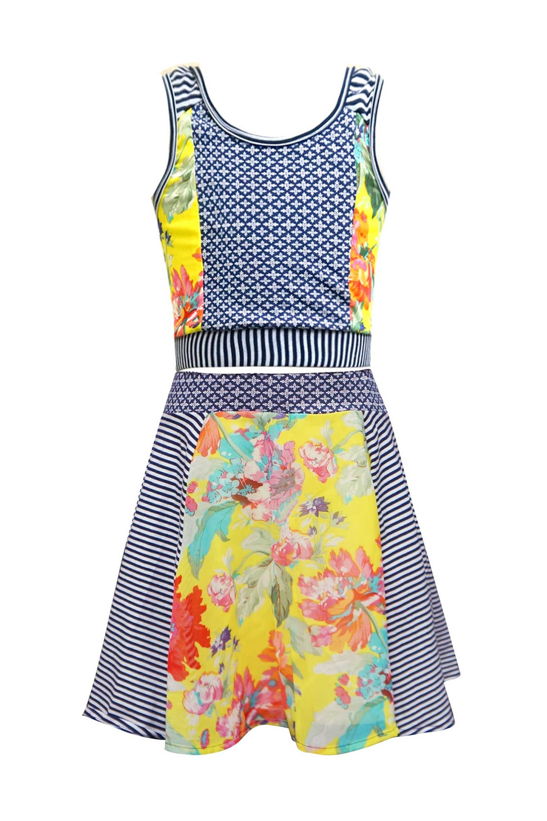 Truly Me Girls Mixed Print Racerback Tank Top and Skater Dress Set