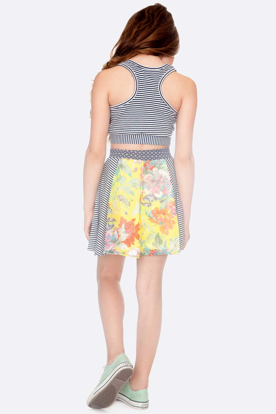 Truly Me Girls Mixed Print Racerback Tank Top and Skater Dress Set