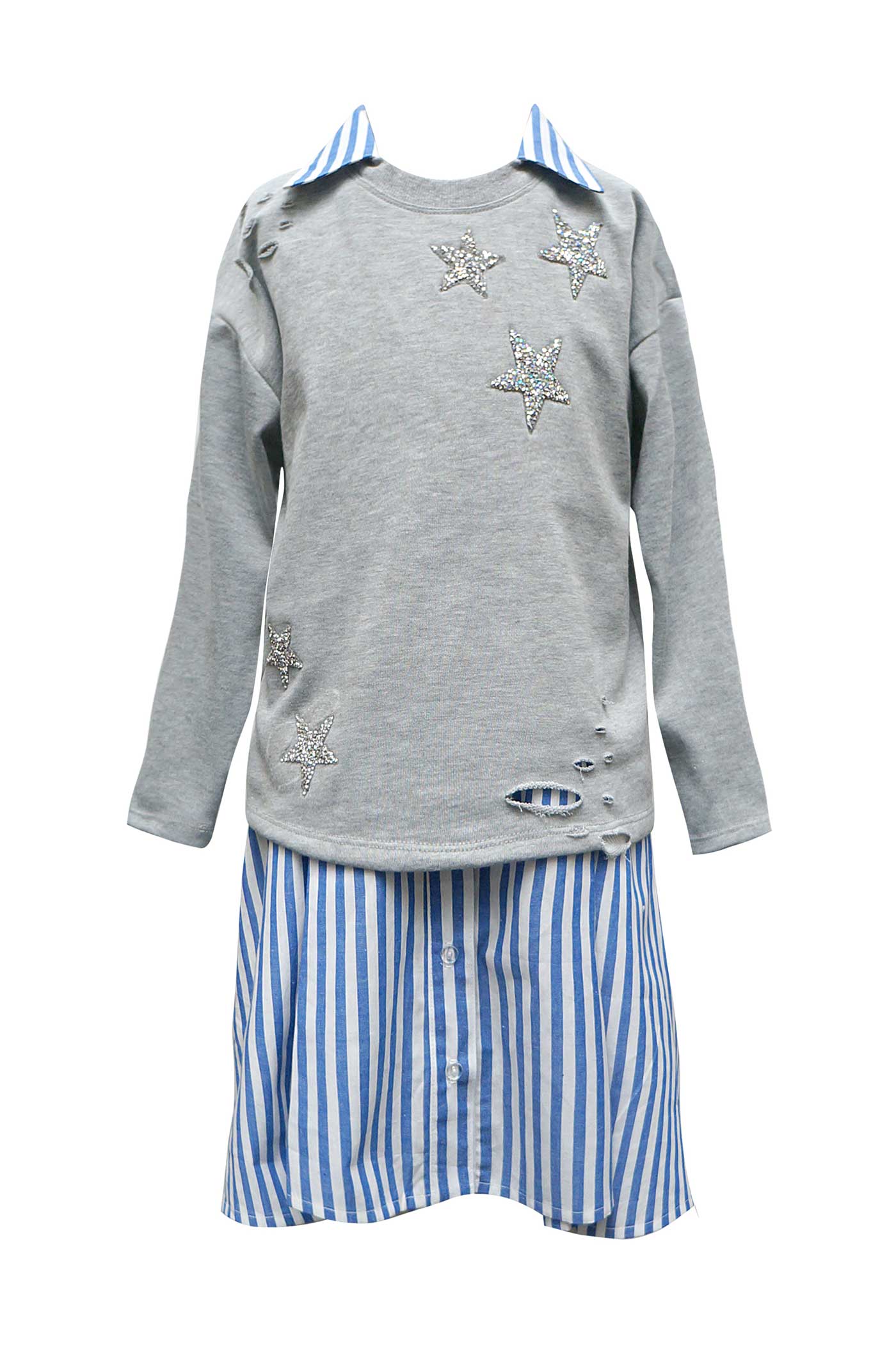 Big Girls Fake Two Piece Shirt Dress