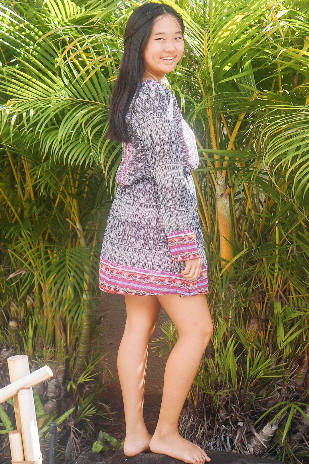 Truly Me Big Girls Faux Wrap Style Printed Dress