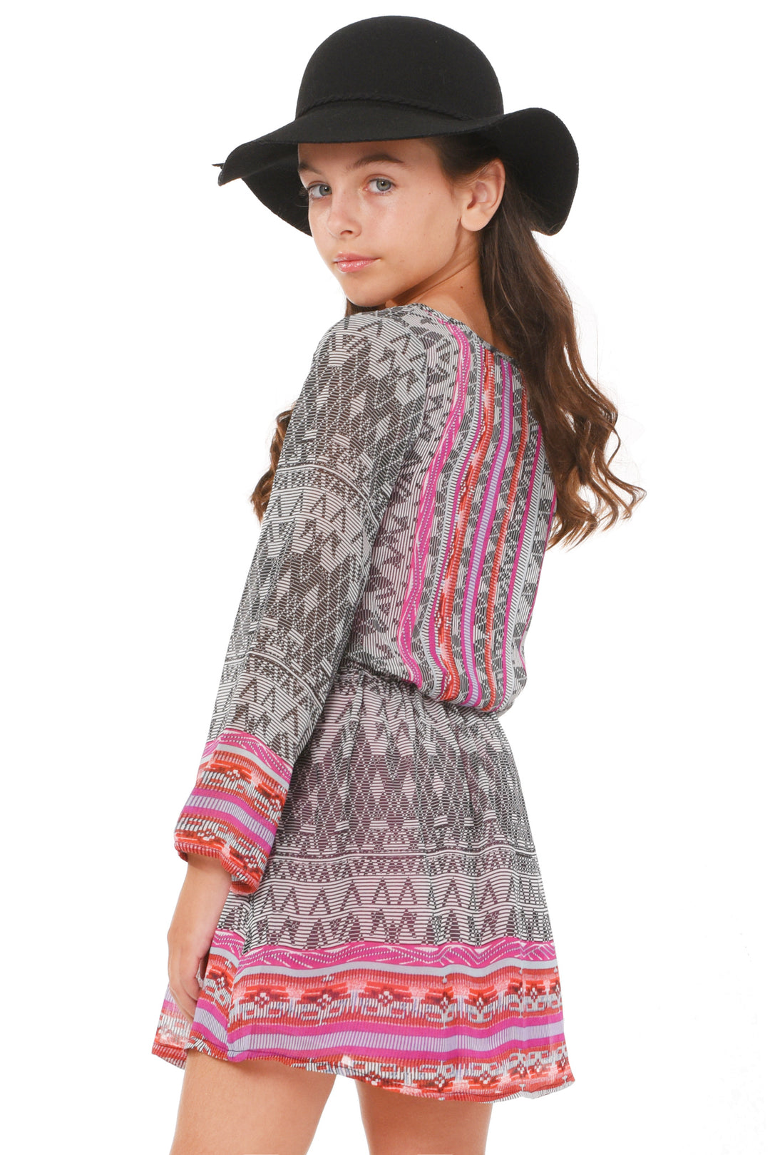 Truly Me Big Girls Faux Wrap Style Printed Dress