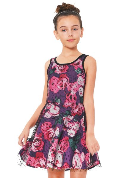 Truly Me Big Girls Floral Back Cutout Skater Dress