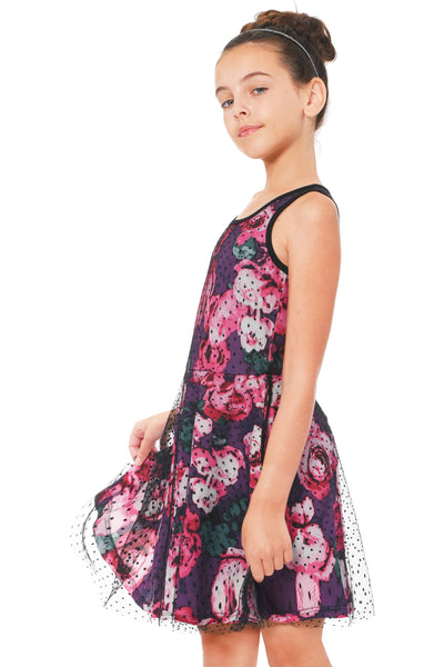 Truly Me Big Girls Floral Back Cutout Skater Dress