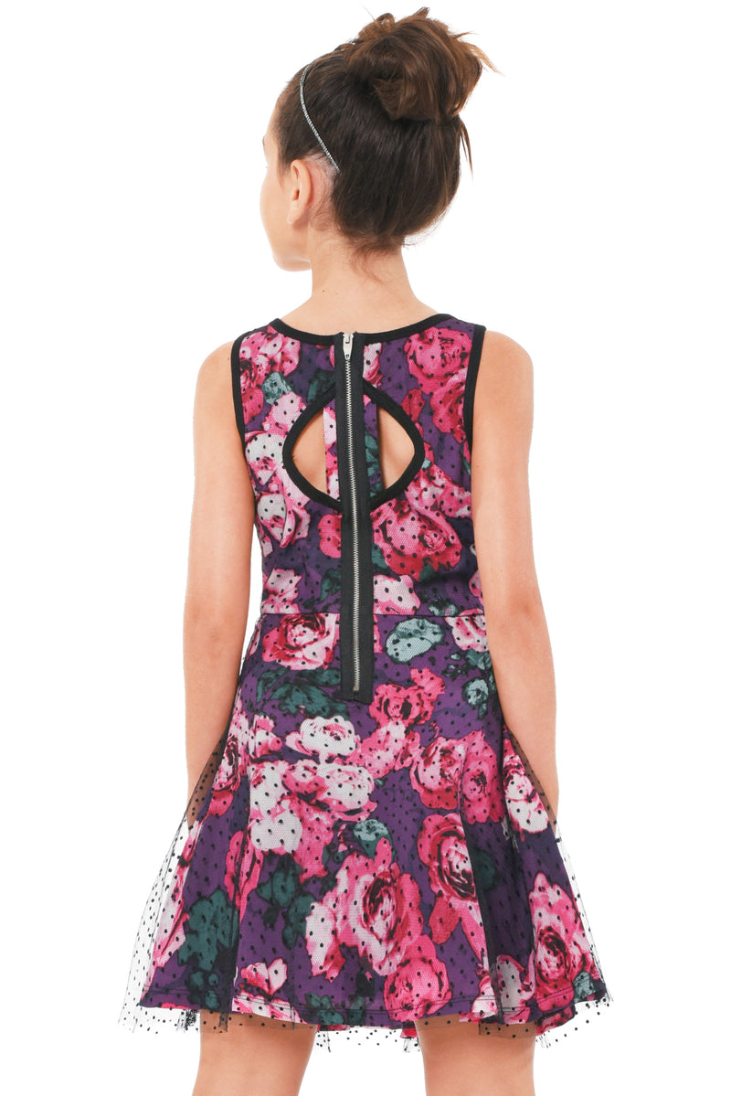 Truly Me Big Girls Floral Back Cutout Skater Dress