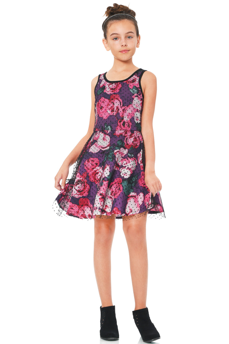 Truly Me Big Girls Floral Back Cutout Skater Dress