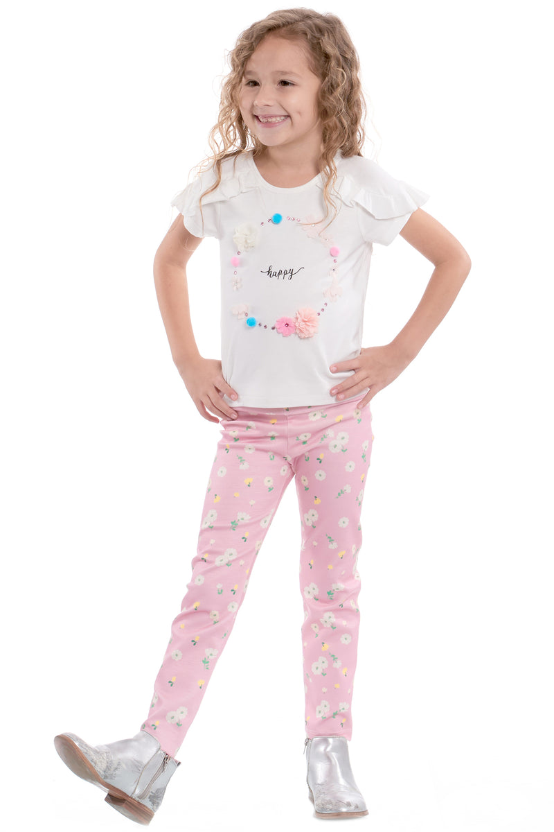 Little Girls Ditzy Floral Print Leggings