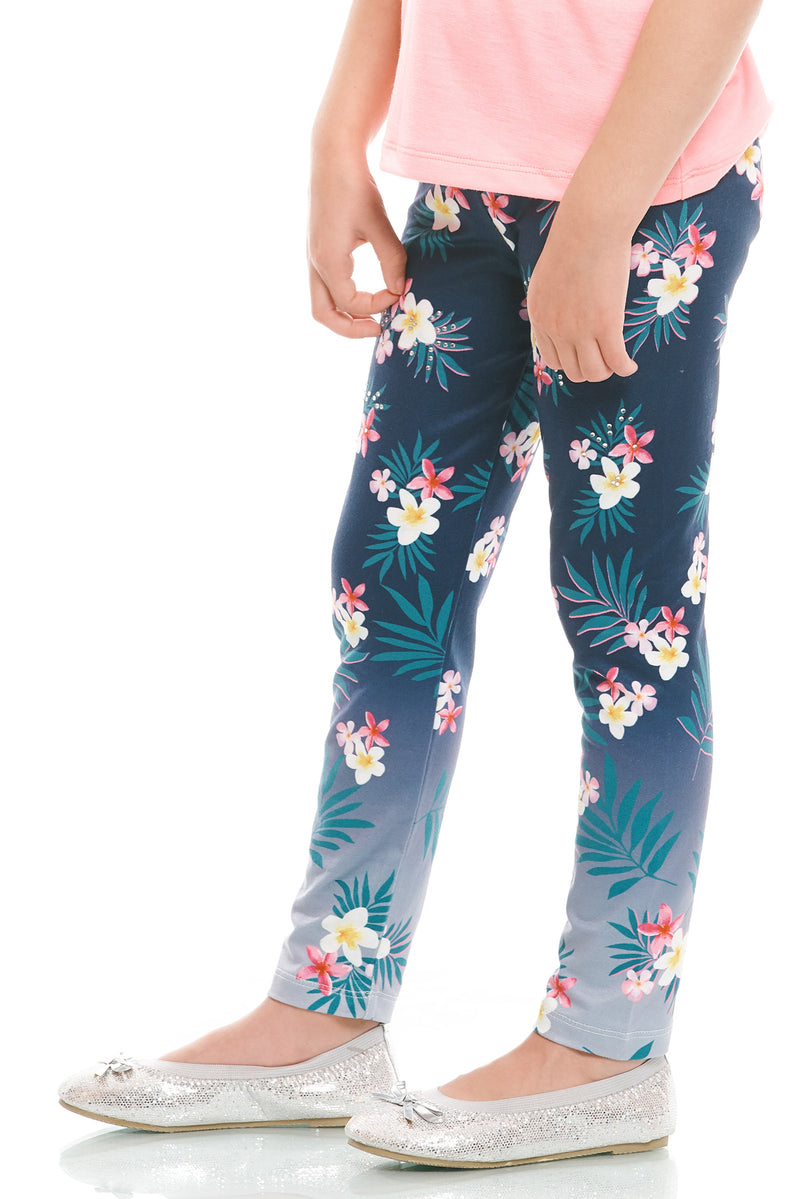 Truly Me Pink Little Girls Tropical Floral Print Leggings