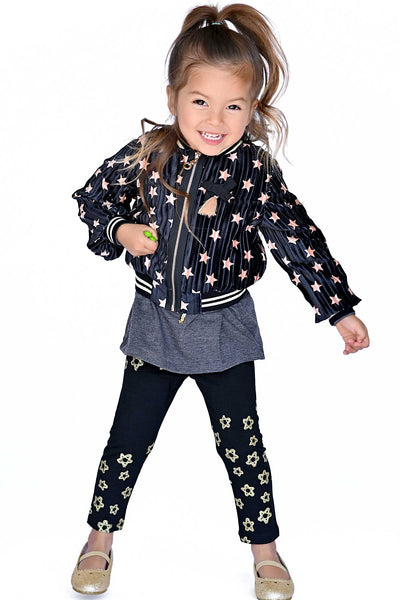 Truly Me Little Girls Gold Glitter Star Leggings