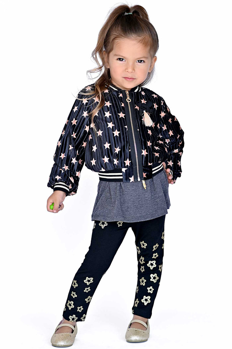 Truly Me Little Girls Gold Glitter Star Leggings