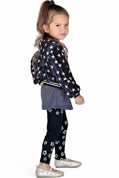 Truly Me Little Girls Gold Glitter Star Leggings