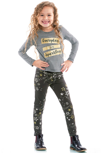 Truly Me Pink Little Girls Star Graphic Leggings