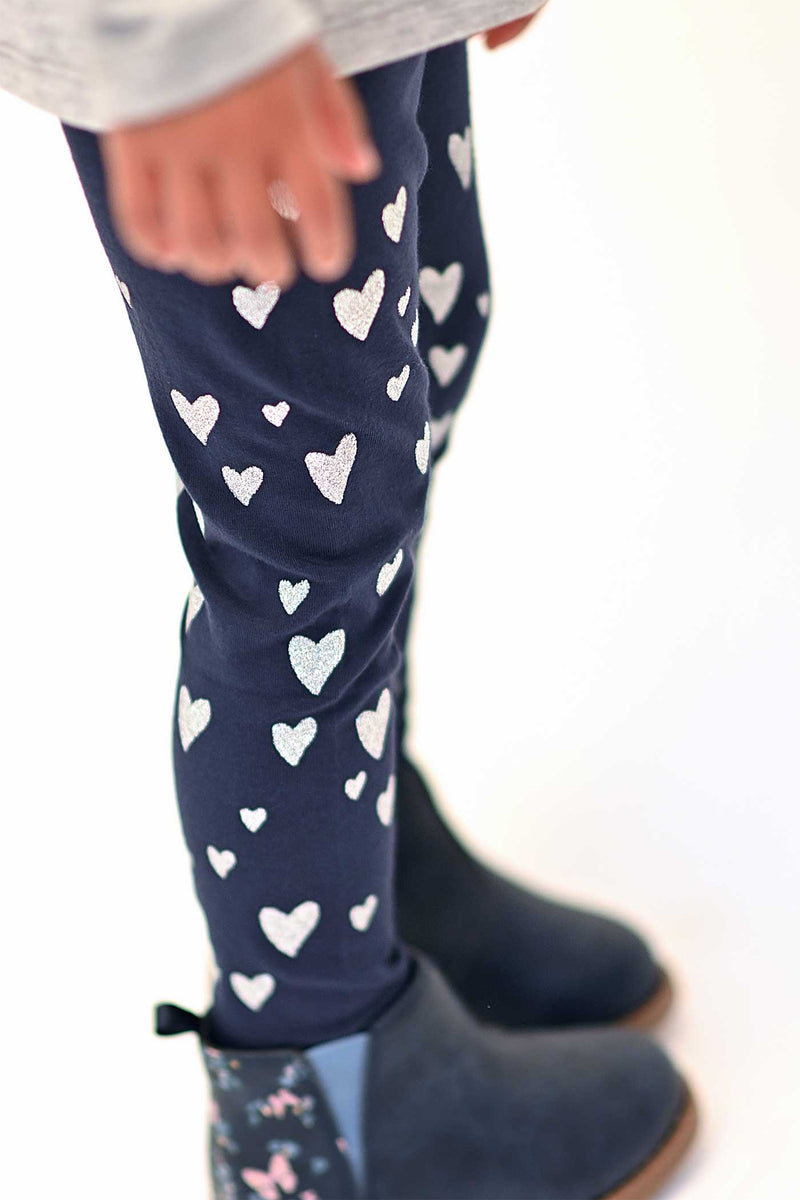 Truly Me Little Girls Silver Heart Leggings