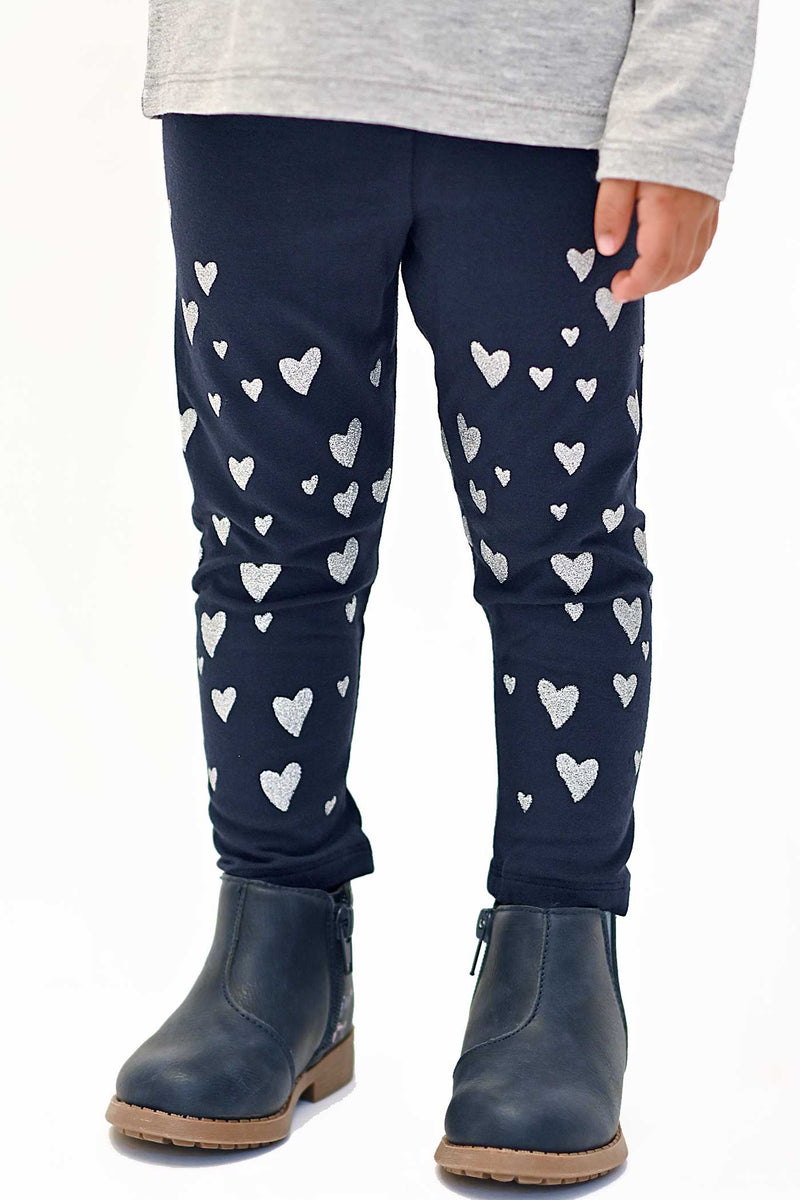 Truly Me Little Girls Silver Heart Leggings