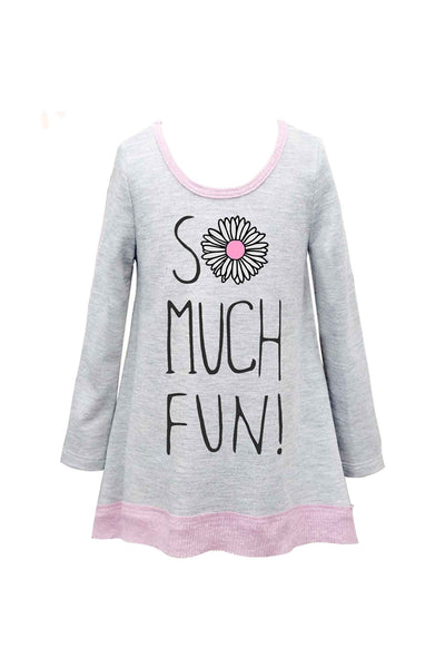 Truly Me Little Girls So Much Fun Graphic Long Sleeve Tunic Top Daisy Print