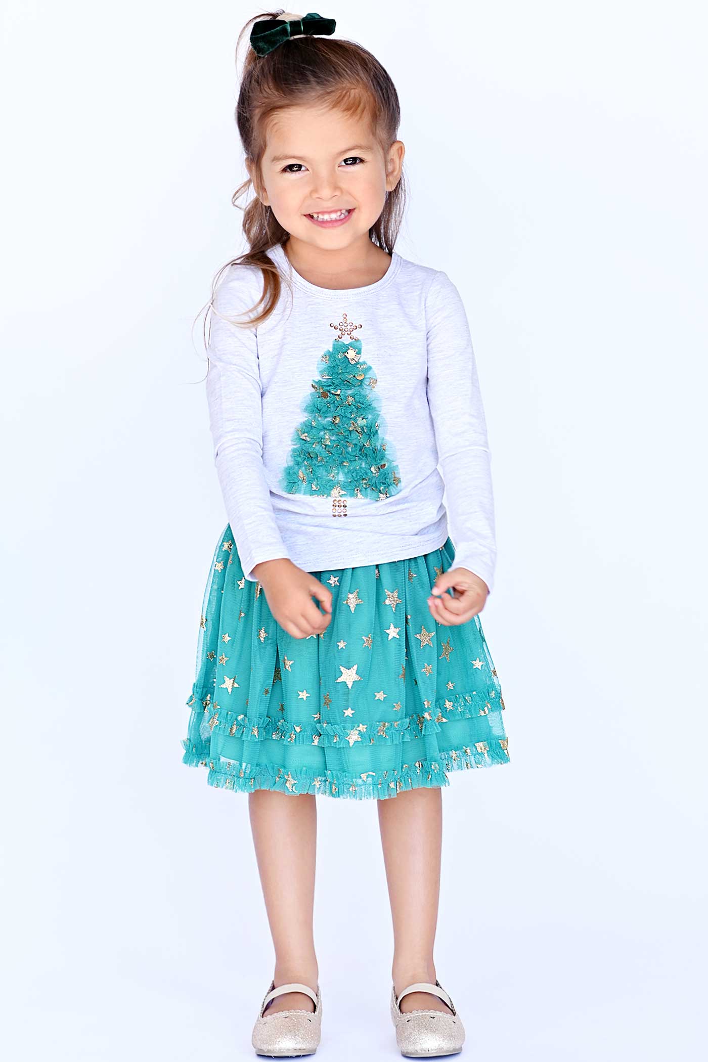 Truly Me Little Girls Gold Glitter Star Tutu Skirt