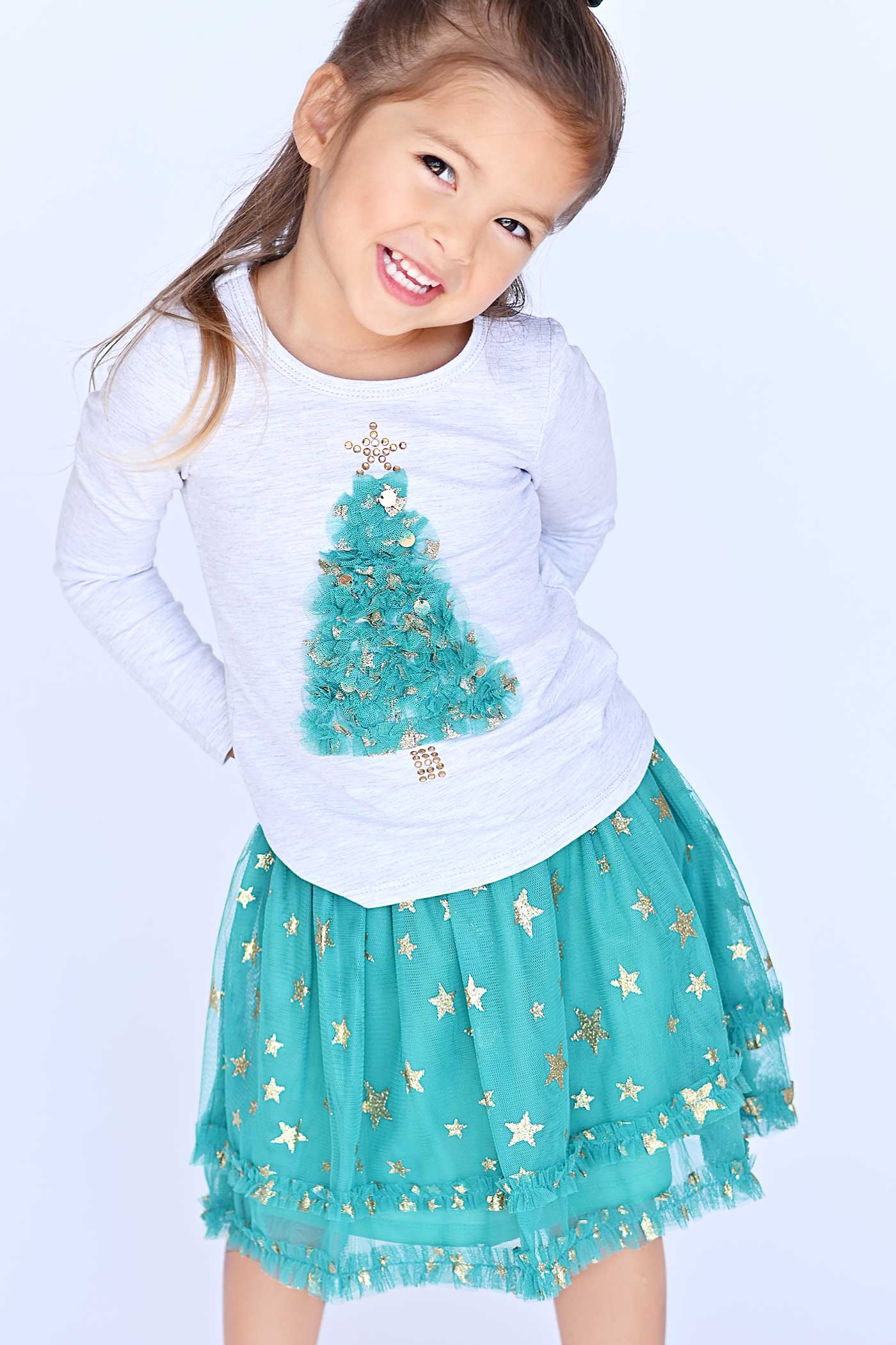 Truly Me Little Girls Gold Glitter Star Tutu Skirt