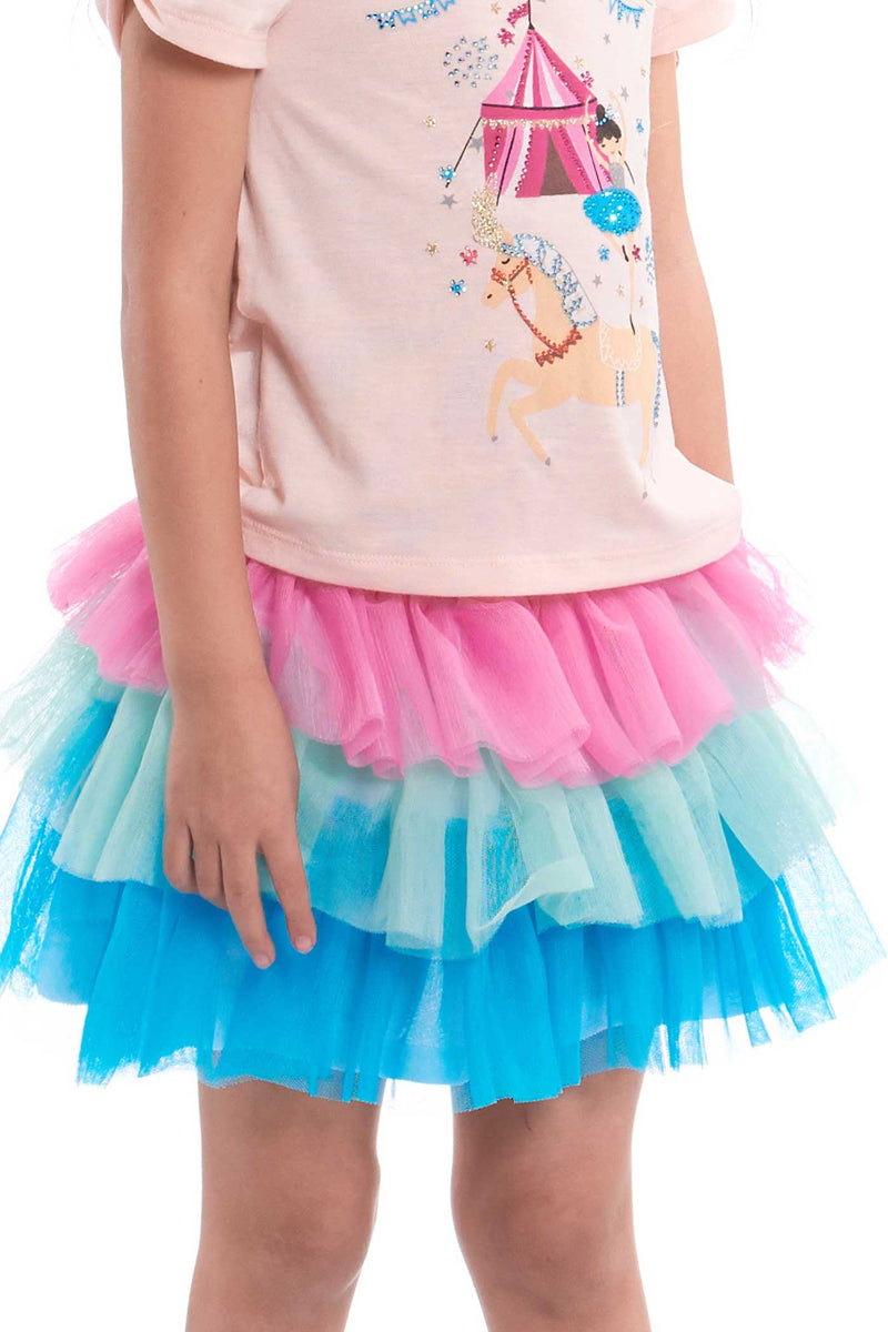 Toddler Girls Colorful Tiered Cotton Candy Tutu Skirt