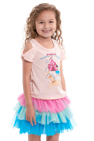 Toddler Girls Colorful Tiered Cotton Candy Tutu Skirt