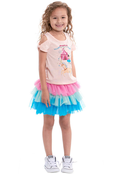 Toddler Girls Colorful Tiered Cotton Candy Tutu Skirt