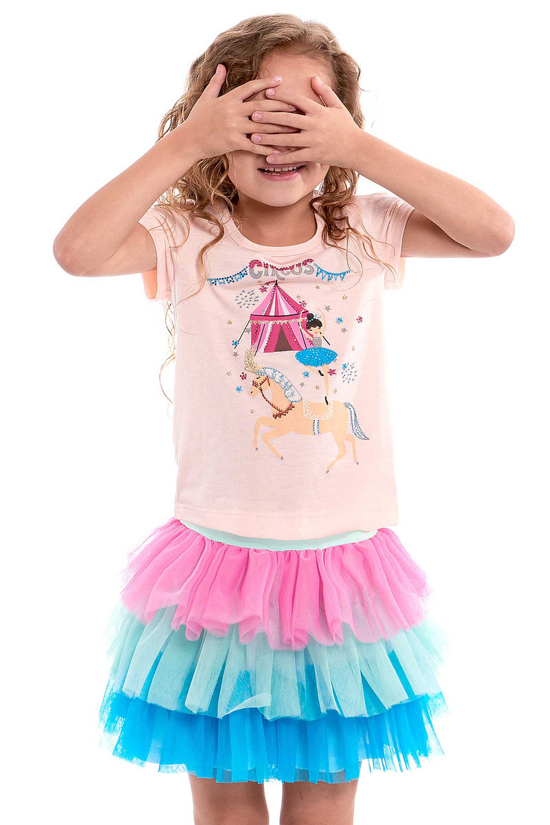 Toddler Girls Colorful Tiered Cotton Candy Tutu Skirt