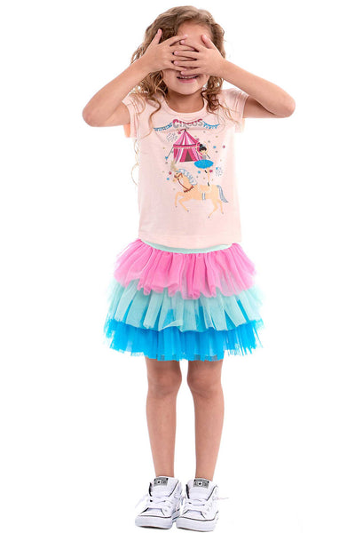 Toddler Girls Colorful Tiered Cotton Candy Tutu Skirt