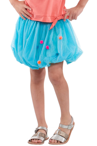 Truly Me Pink Little Girls Bubble Hem Tutu Skirt with Pompoms