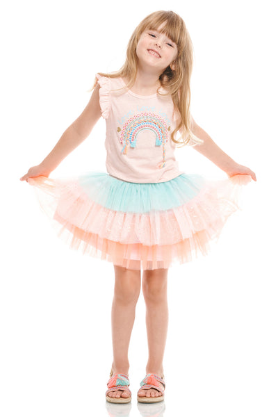Truly Me Pink Little Girls Tiered Pastel Tutu Skirt