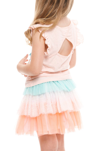 Truly Me Pink Little Girls Tiered Pastel Tutu Skirt