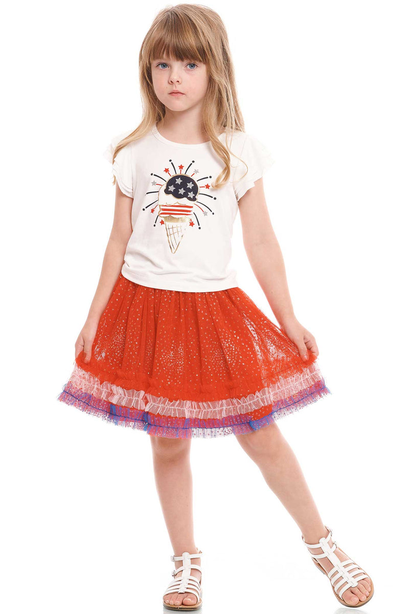 Truly Me Little Girls Red Blue and White 4th of July Tutu Skirt