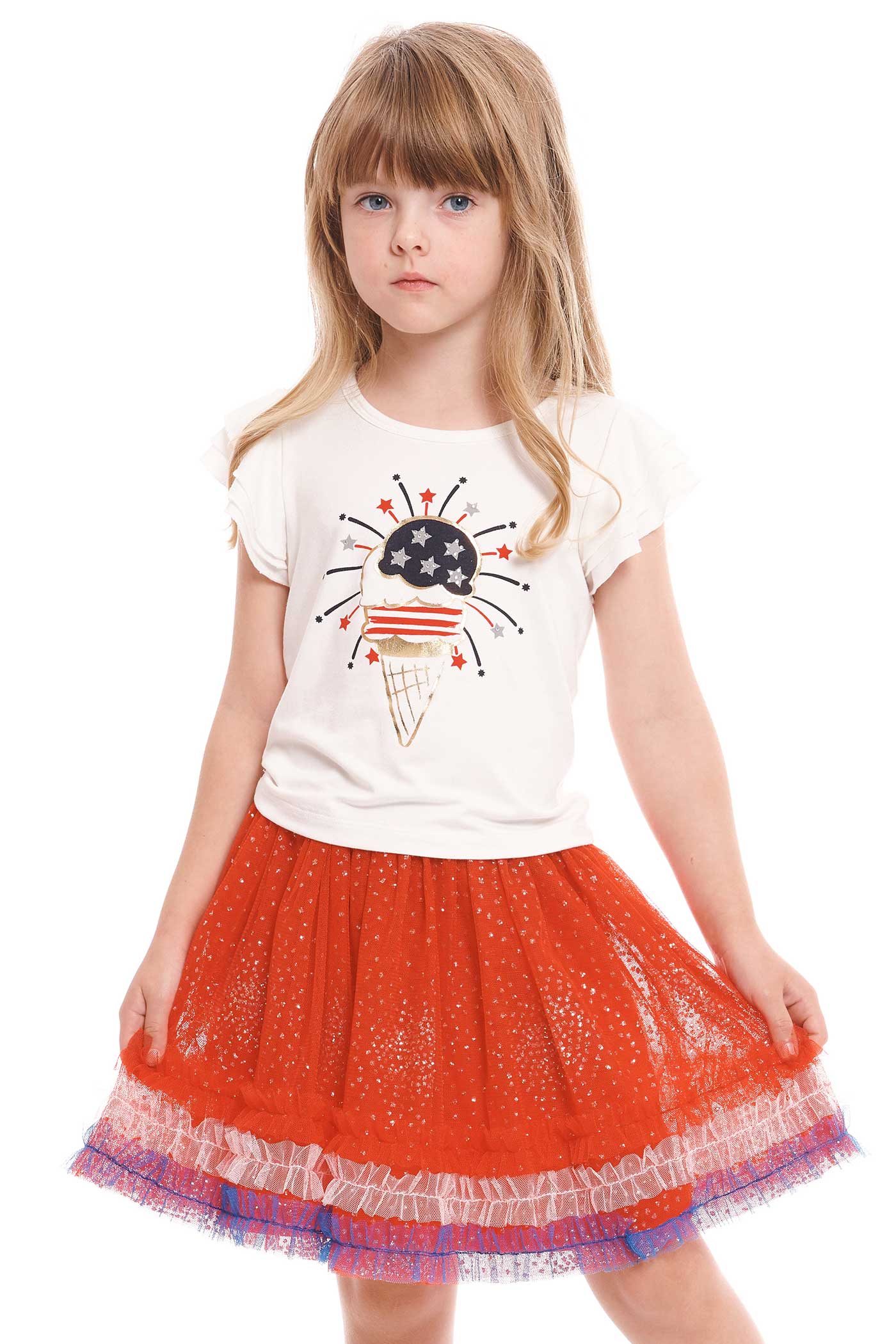 Truly Me Little Girls Red Blue and White 4th of July Tutu Skirt