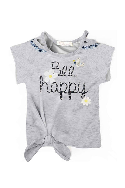 Truly Me Pink Label Little Girls Shine Sequin Star Long Sleeve Top Little Girls Toddler Daisy Floral Print Bee Happy Graphic Text Rhinestone Detail Picnic PlaidTie Front Short Sleeve T-shirt