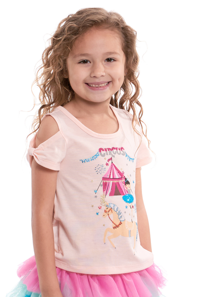 Toddler Girls Cold Shoulder Circus Graphic T-shirt