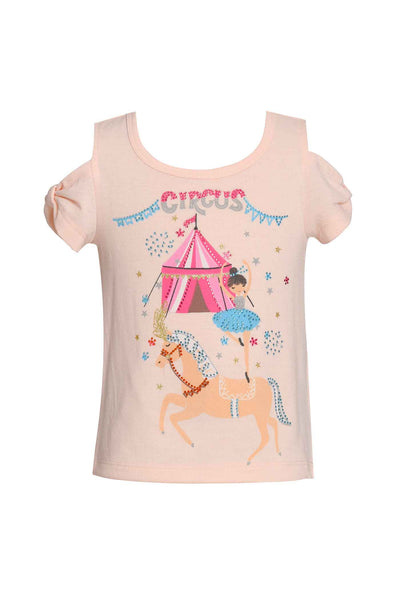 Toddler Girls Cold Shoulder Circus Graphic T-shirt