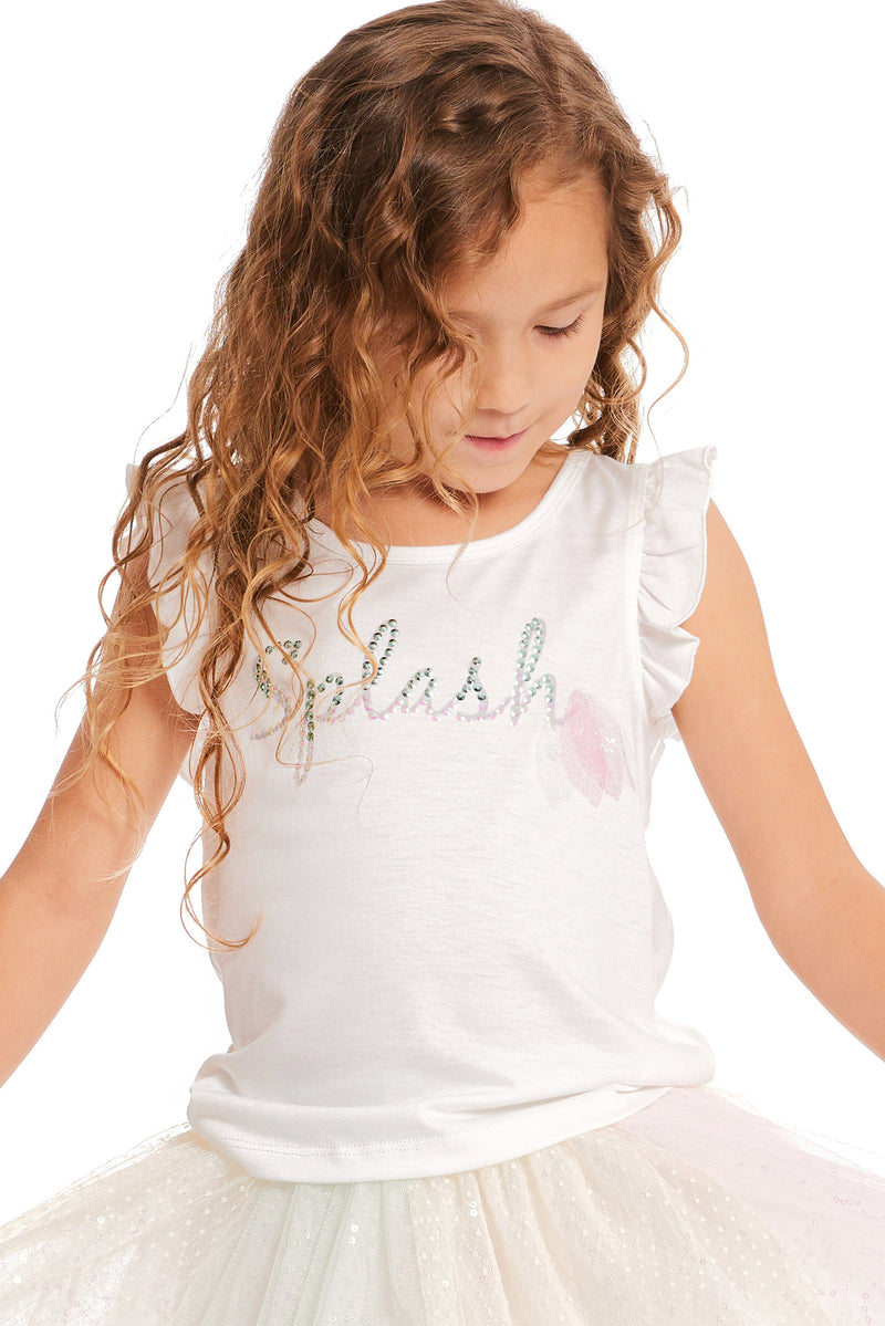 Truly Me Pink Little Girls SPLASH Ruffle Sleeve Tee