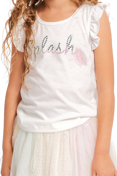 Truly Me Pink Little Girls SPLASH Ruffle Sleeve Tee