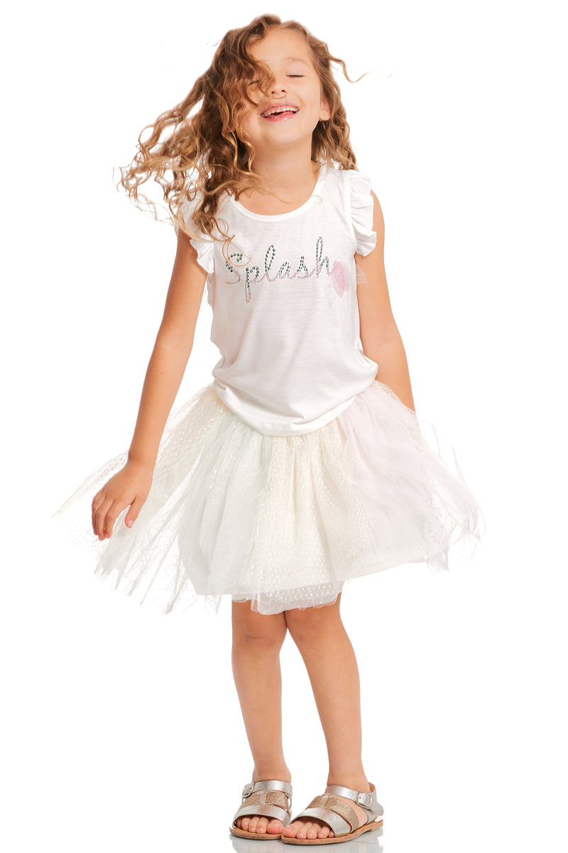 Truly Me Pink Little Girls SPLASH Ruffle Sleeve Tee