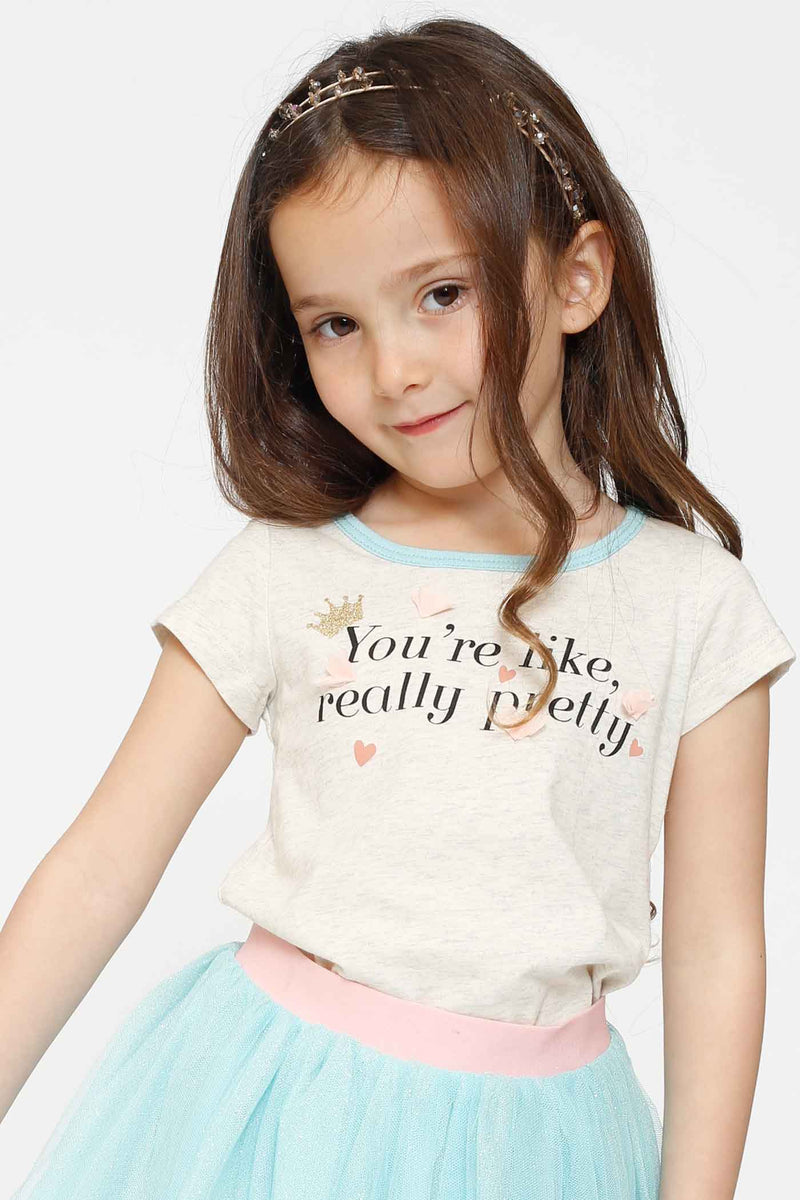 Truly Me Little Girls Short Sleeve Funny Verbiage T-Shirt