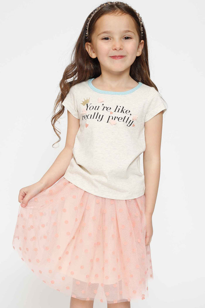 Truly Me Little Girls Short Sleeve Funny Verbiage T-Shirt