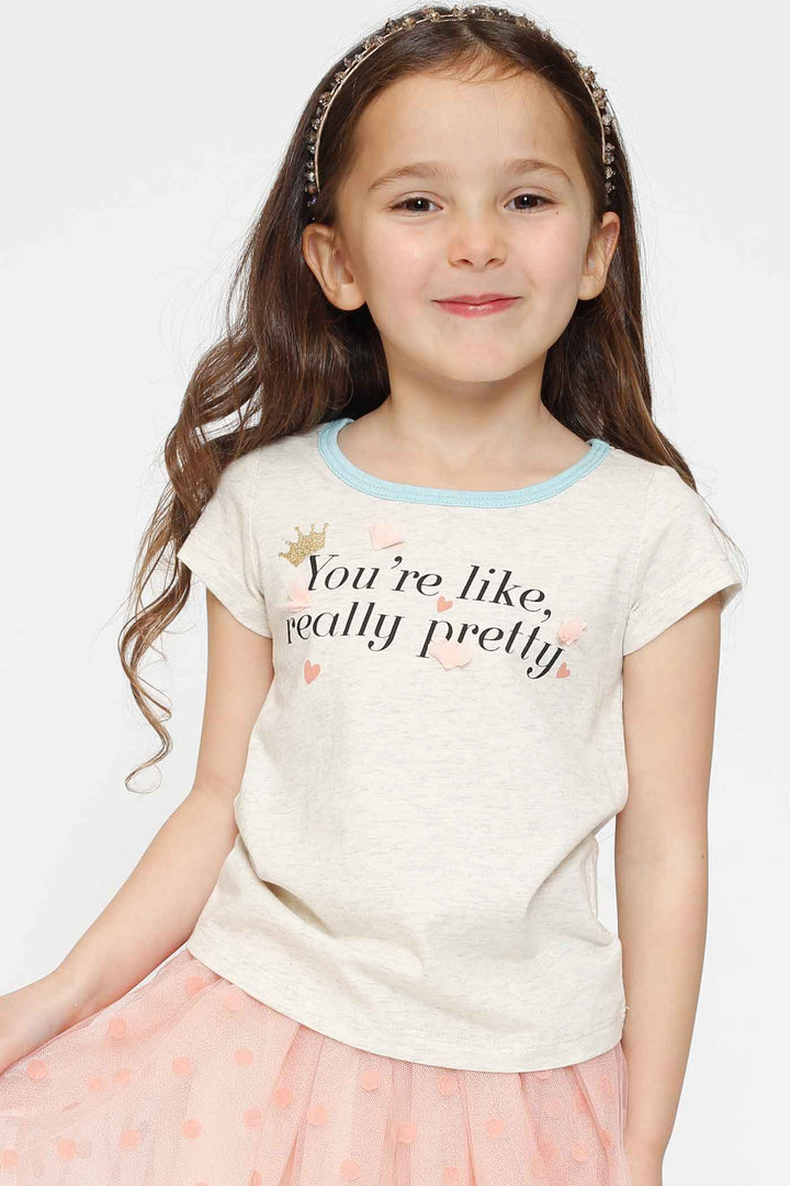 Truly Me Little Girls Short Sleeve Funny Verbiage T-Shirt