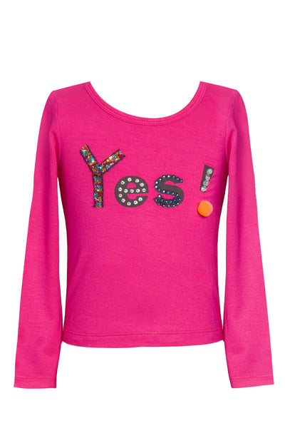 Little Girls Long Sleeve T-shirt with Word "Yes"