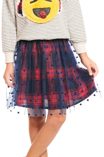 Truly Me Pink Little Girls Plaid Polk Dot Mix Skirt