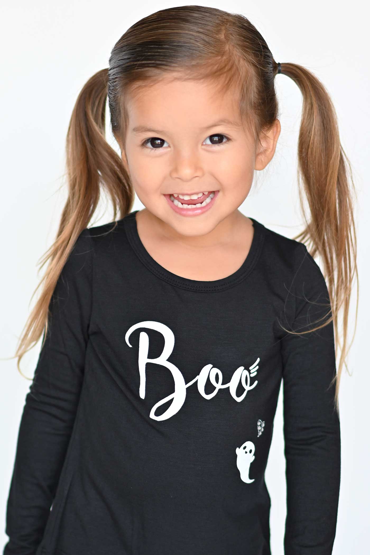 Truly Me Little Girls Boo Little Ghost Long Sleeve Halloween Top