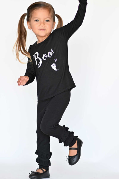 Truly Me Little Girls Ruffled Black Leggings