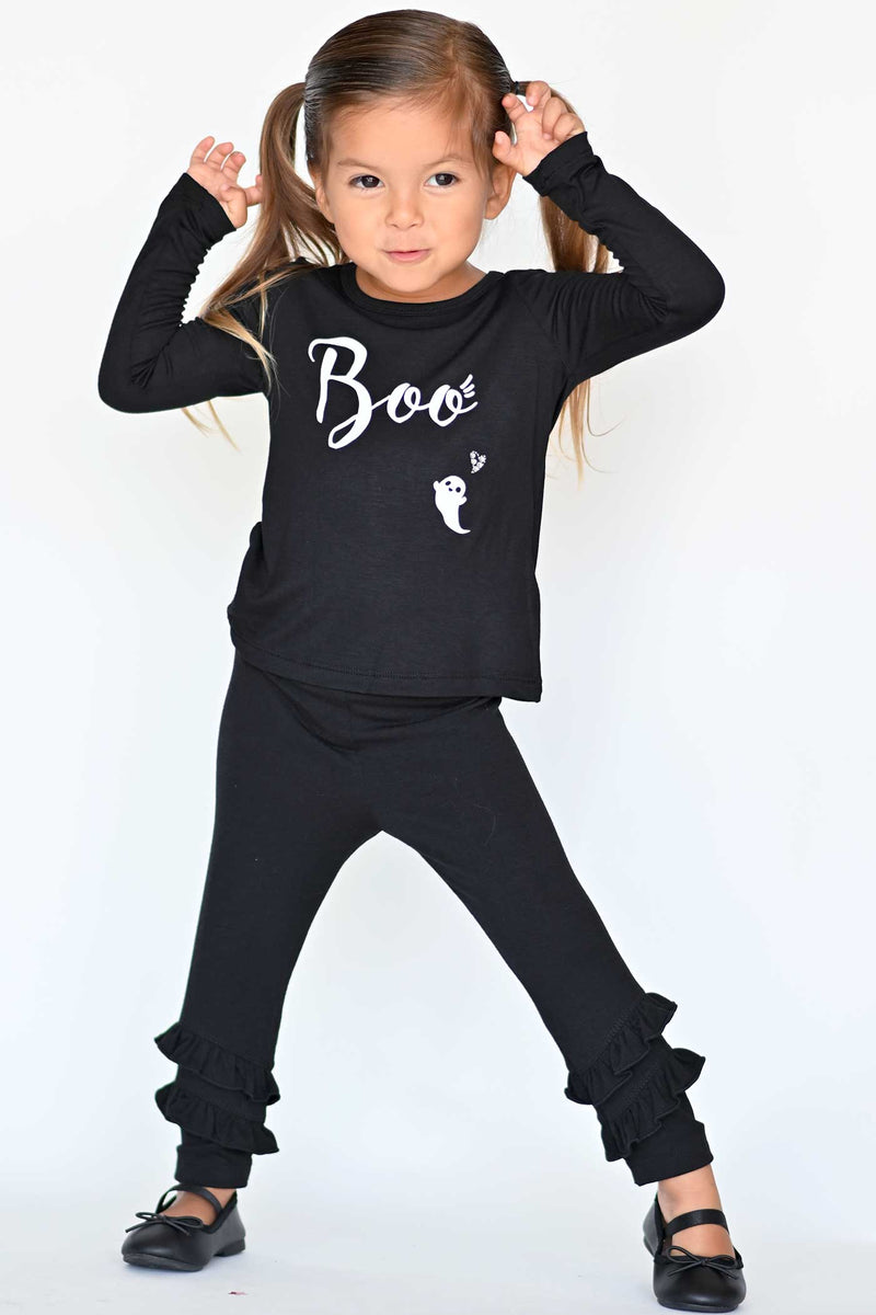 Truly Me Little Girls Ruffled Black Leggings