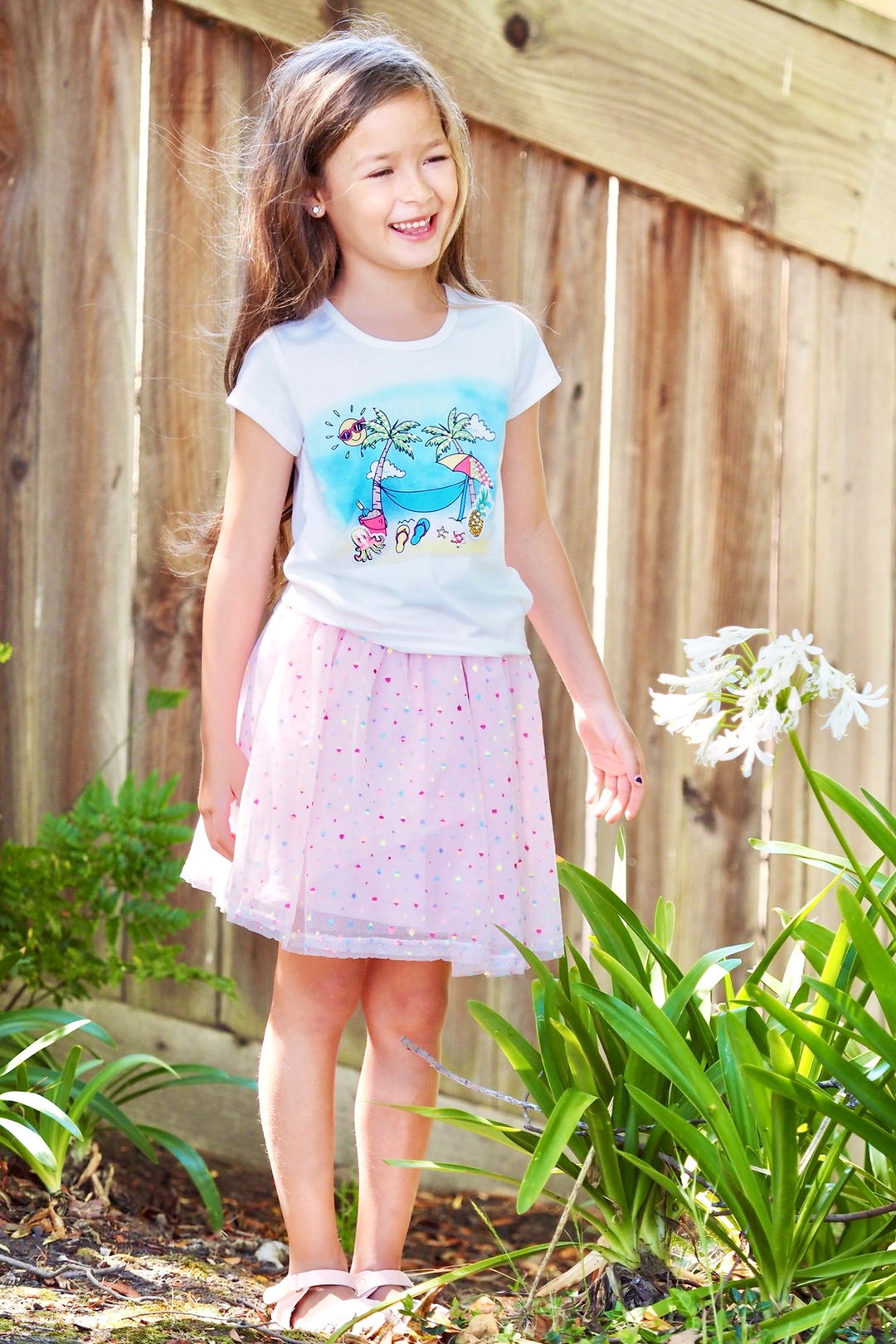 Little Girls Beach Life Short Sleeve Graphic T-shirt