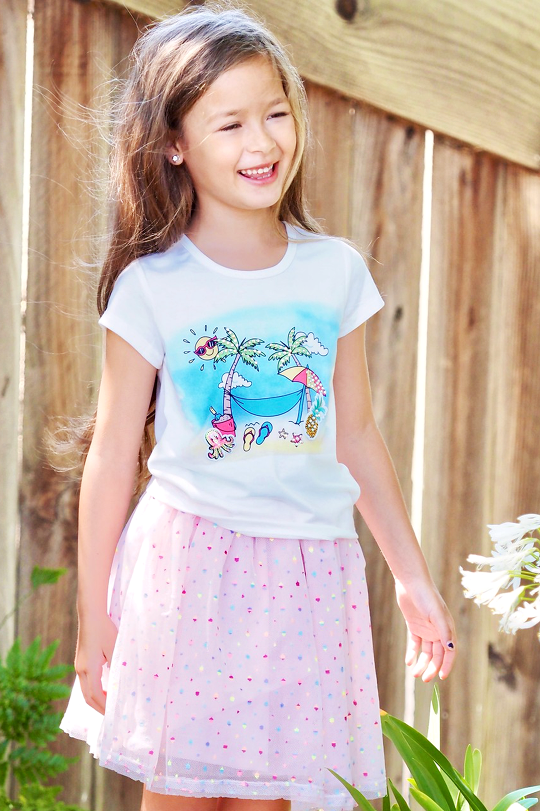 Little Girls Beach Life Short Sleeve Graphic T-shirt