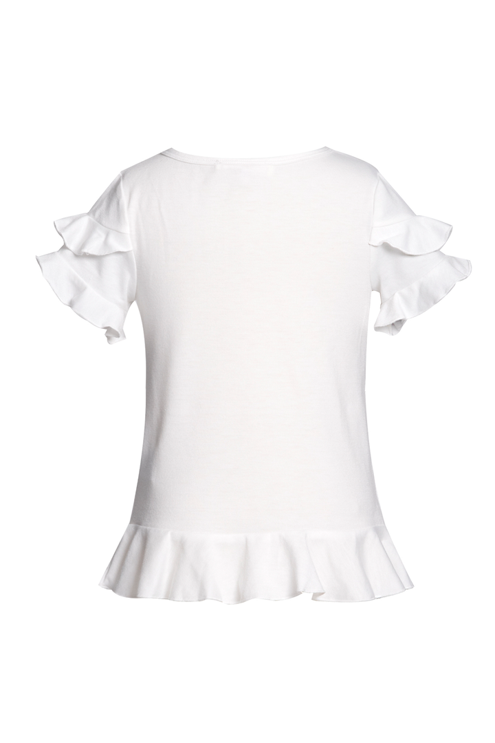 Little Girls 4th of July Theme Short Sleeve Ruffled Graphic T-shirt