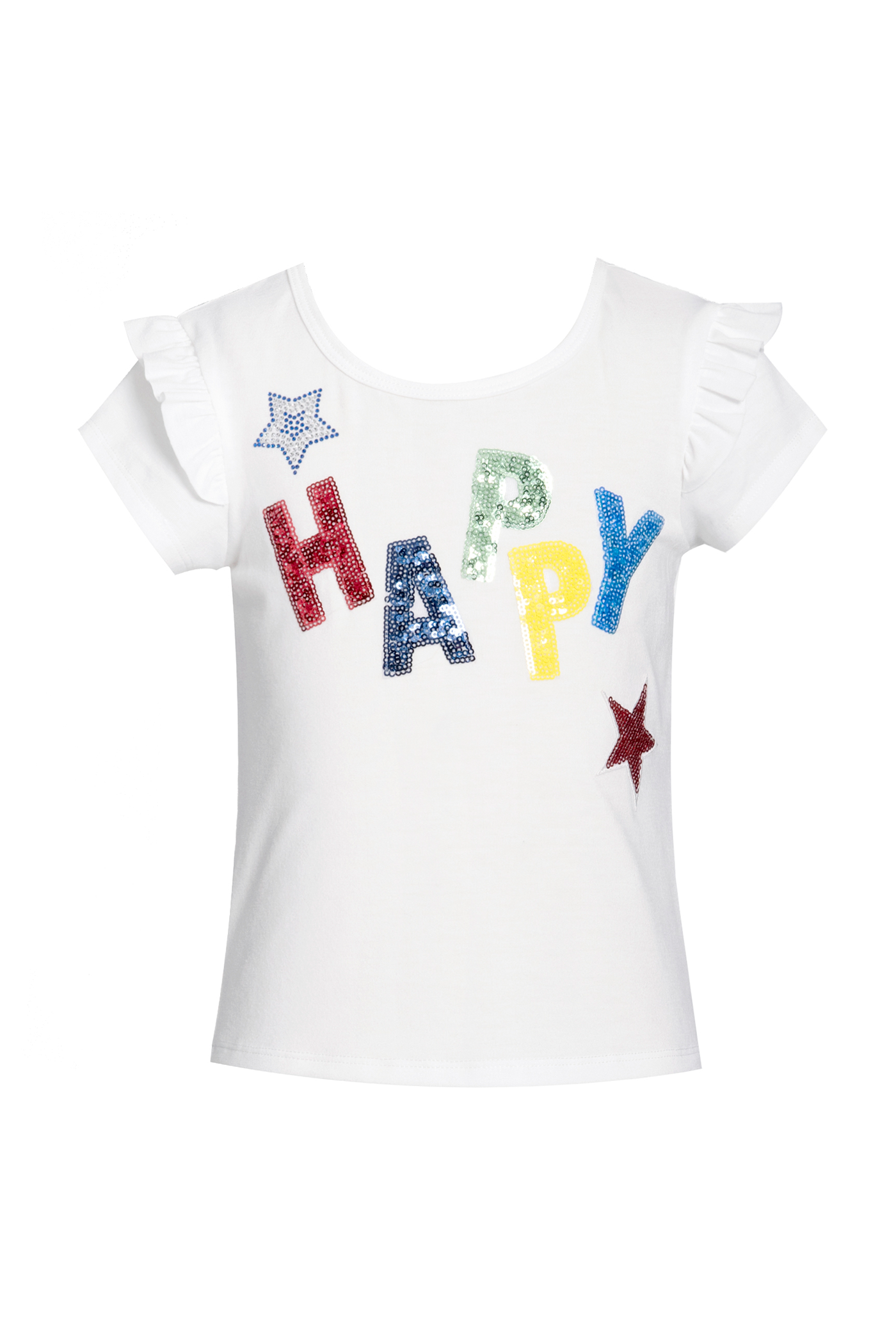 Little Girls Happy 4th of July Short Sleeve T-shirt